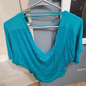 Teal V-Neck Top